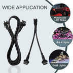 Rock Light Extension Wires 4 Pin and 2-Way Splitters 20 PCS 60 inch, Pure Copper Insulated Cable Cord Set for Motorcycle ATV Trike Golf Car Truck Neon Underglow Strip Lights