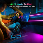 Acrylic Interior Car LED Strip Light, AMKI Car Neon Light with APP Control, 16 Million Colors Sound Activated Car Accessories Car Ambient Lighting Kit with RGB 18 in 1 and 213 Modes 175 inches 593 LED