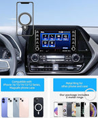 Car Phone Holder for 2020-2025 Toyota Highlander Accessories Apply to 8 Inch Touch Screen Fixed Clip Magnetic Cell Phone Mount Hands-Free 360 Degree Rotation