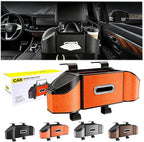 2026 Upgrade 4-in-1 Car Organizer Back Seat, Leather Multifunctional Car Organizer and Storage Box with Cup Holders for Hold Phone, Snacks, Drinks, Handbag, Keep Your Ride Clean & Organized (Orange)
