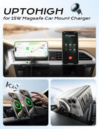 UPTOHIGH for 15W Magsafe Car Mount Charger, [Vibrant LED Decoration] Wireless Car Charger, Magnetic Phone Holder Mount for Air Vent, Phone Holders for Your Car Compatible iPhone 15/14/13/12 Series