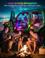 Pak Car LED Lights, Smart RGB+IC 72 LED Car Interior Light, 16 Million Colors Strip Light, APP Control, Music Mode, Scene Modes, 2 Lines Design with Car Charger, Under Dash Lighting for SUVs, Trucks
