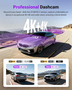 Vantrue S1 Pro Max AI Dash Cam 4K+4K w/ADAS & BSD, Dual STARVIS 2 Dash cam Front and Rear, 2 Channel HDR Dashcam, PlatePix Night Vision, 5G WiFi, Voice Control, GPS, 24H Buffered Parking Mode, 1TB Max