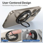 SYNCWIRE Magnetic Phone Ring Holder for MagSafe, 360° Rotation Cell Phone Grip Stand Finger Ring Kickstand Two-Sided Magnet Compatible with iPhone 17 Pro Max 16 15 14 13 12 MagSafe Accessories
