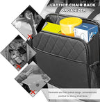 2 PCS Car Back Seat Organizer, Foldable Leather Backseat Hanging Storage Bag with Adjustable Strap, Multifunction Seat Back Organizer Large Capacity Storage Bag with Mesh Pocket