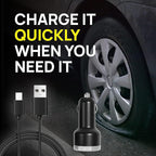 Airmoto Power Kit - Car Charger and Home Charger for Airmoto Tire Inflator Portable Air Compressor - Fast Charging with 3ft Lightning Cable