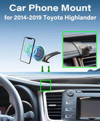 Car Phone Holder for Toyota Highlander 2014 2015 2016 2017 2018 2019 Accessories 15W Fast Wireless Charger Adjustable Air Vent Cell Phone Mount Hands-Free 360 Degree Rotation