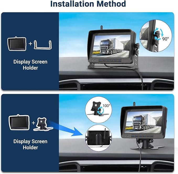 Hikity 7 Inch Wireless Backup Camera Trucks -HD 1080P Rear View Camera Monitor Kit, IP68 Waterproof, 320ft Stable Signal, Wide Angle, Night Version, 12-36V Plug and Play Reverse Camera for Car/RV/SUV