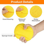 FONAROLL Microfiber Wax Applicator Pads, Car Wax Applicator with Finger Pocket, Buffing & Detail Polishing Foam Pads for Car Cleaning and Fine Polishing (5 inch, 6 Pack) (Yellow)