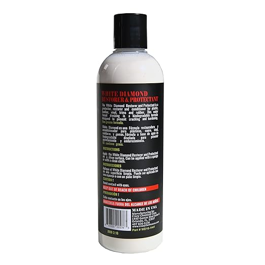 TIRE Dressing Concentrated White Diamond Restorer and Protectant 16 fl oz - Vinyl - Plastic - Tire - Rubber - UV Protection - Super Shine - Good Hydrophobic Action