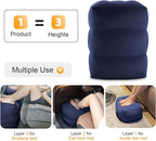Maliton Inflatable Travel Foot Rest Pillow, Kids Airplane Bed, Adjustable Height Leg Pillow for Air Travel, Make a Flat Bed for Kids and Toddlers, Great for Airplane, Train, car（Blue, 1 Pack）