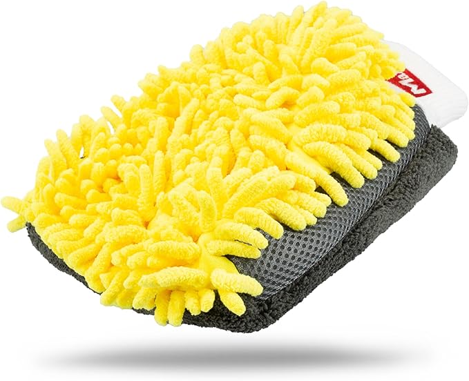 Maxshine Universal Yellow Chenille Microfiber Car Wash Mitt | High-Efficiency Scratch-Free Wash Mitt for Cars, Trucks, SUVs, Boats & RVs | Premium Reusable Auto Detailing & Car Cleaning Accessory