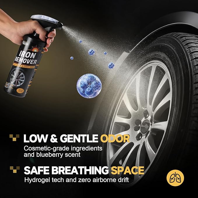 toretark Iron Remover, Fallout & Iron Remover for Car Detailing, Fast Removal Brake Dust & Rust and Wheel Cleaner, Safe for All Vehicle Paint & Wheels, Tire Shine and Preps for Wax (16oz)