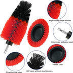 8 Pcs Drill Brush Attachment Set, Power Cleaning Scrub Brush Kit with Extend Long Attachment, All Purpose Drill Scrub Brushes for Car, Grout, Floor, Tub, Bathroom and Kitchen (red)