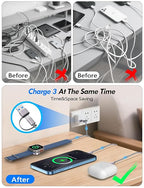2Pack Multi Charging Cable Cord for Travel Vacation Essentials,Apple Watch Charger,iPhone 17 Charger,[3-in-2] USB A/Type C/Lightning Cable for iWatch,iPhone 17-11,Xbox Series X&S,Airpods,Home,Office