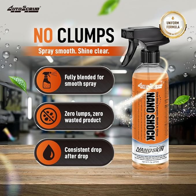 Nanoskin NANO SHOCK One-Step Ceramic Shield & Gloss 16 Oz. – SiO2 Spray Sealant, Clay Lubricant & Hydrophobic Coating | Easy Spray-On Wipe-Off Gloss for Cars, Trucks & RVs