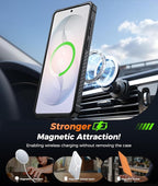 FNTCASE for Samsung Galaxy S26 Case: with [Magnetic Ring Kickstand] [Screen Protector] [Compatible with MagSafe] [Military-Grade Drop Protection] Dual-Layer Protective Phone Cover Translucent Black