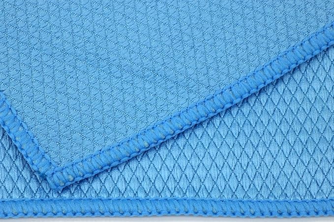 [Diamond Glass] Microfiber Window and Chrome Microfiber Towel (16"x16") Blue - 10 Pack | Streak-Free, Lint-Free Glass Cleaning