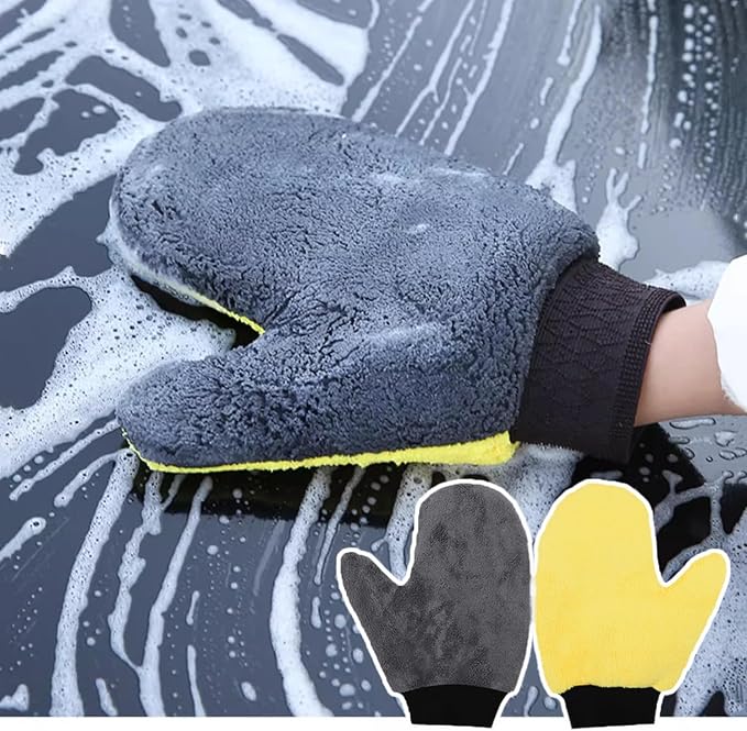 2 Pack Car Wash Mitt Scratch-Free Microfiber Car Wash Mitts Auto Interior Exterior Cleaning Gloves for Car Washing Detailing Home Cleaning Gloves