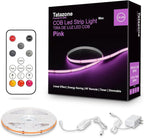 Tatazone 16.4ft Pink COB Led Strip Lights with RF Remote, Dimmable Bright Adhesive Indoor Led COB Light Strip for Cabinet, Painting, Room, Bed
