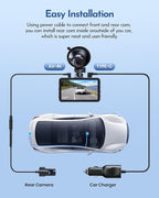 PGYIOO！Dash Cam, 4K Dash Cam Front and 2.5K Rear, Dash Camera for Cars with APP, 3" IPS Display Car Camera, 175°+160°Wide Angle, Night Vision, 24H Parking Mode, Loop Recording, 32GB Card