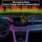 Dreamcolor Acrylic Interior Car Light with Wireless APP, RGB 10 in 1 Car Ambient Lighting Kits with 175 inches 600 LEDs, 16 Million Colors Sound Activated Car Neon Lights