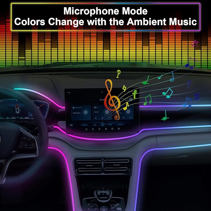 Dreamcolor Acrylic Interior Car LED Strip Light,RGB 6 in 1 Ambient Lighting Car with Wireless APP,175 Inches 600 LED Music Sync Led Lights Kits,16 Million Cars Interior Lights