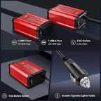 300w Power Inverter DC 12V to AC 110V - vansoet Car Plug Adapter Outlet with 3.4A Dual USB Fast Charging Port - Car Charger Cigarette Lighter Adapter for Phone, Laptop on Road Trip (Red-30)