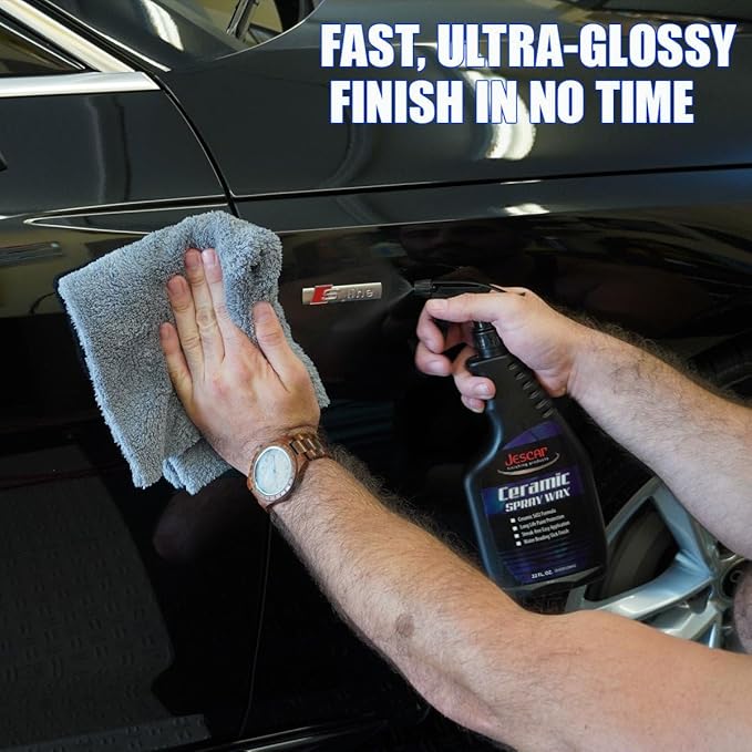 Jescar Ceramic Spray Wax - 128oz | High-Gloss Shine, Long-Lasting Protection, Easy Application, Hydrophobic coating for Cars, Motorcycle, RV's, Streak Free Finish.