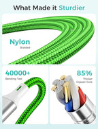 2Pack Multi Charging Cable for Apple Watch Charger 4 in 1 Travel Essentials RV Camping Essentials USB C/L/Micro Compatible with iWatch Series 11-1/iPhone 17/16/15/Android Airplane Gadgets-4FT/Green