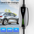 SEGUMA Level 1/2 EV Charger, 16Amp Electric Car Charger 25FT Cable with NEMA 6-20 Plug and NEMA 5-15 Adapter, Home Mobile EV Charging Station for J1772 BEVs/PHEVs 110V-240V(Silver)