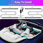 Hovano Car Interior LED Lights, APP Control with Car Charger, RGB Color Change with Music Sync & DIY Mode, 12V 2 Lines Design for Under Dash Running Board Truck