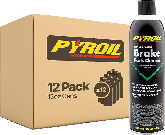 Pyroil Non-Chlorinated Brake Parts Cleaner, Instantly Removes Brake Dust, Grease & Grime, Quick Drying, 13 Oz (Pack of 12)