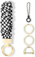 WEESMILE Keychain Wristlet, Stretchy Key Chain for Car Keys with D ring, Cute Scrunchie Wrist Bracelet for Women Men