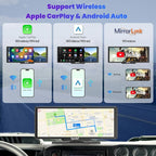 860 Portable CarPlay Screen with 4K Dash Cam Front and Rear- 9.3" Wireless Apple CarPlay ＆Android Auto Car Stereo, Bluetooth, GPS Navigation Head Unit,Car Stereo Receivers,1080p Backup Camera