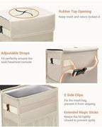 Capolo Car Trash Can with Lid, Leakproof Car Trash Bag Hanging Waterproof Automotive Garbage Can with Storage Pockets Mini Vehicle Trash Bin for Back/Front Seat(Beige,4 Gallon)