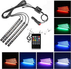 Car LED Strip Light,Uniwit 4 Pieces DC 12V Multicolor Car Interior Music Light LED Underdash Lighting Kit with Sound Active Function and Wireless Remote Control Including Car Charger