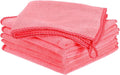 HARFINGTON 6 Pack Microfiber Cleaning Cloth, 10" x 10" Multi-Functional Cleaning Towels Reusable Absorbent Rags with Hook for Car Wash Kitchen Household Window Clean, Rose Red
