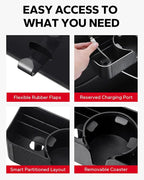 Amazicha Car Headrest Backseat Organizer with Hooks, 3 in 1 Seat Back Organizer Headrest with 3.7inch Cup Holder for Car Backseat Travel Accessories, 2PCS