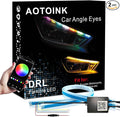 Car Headlight LED Strip, 24Inch RGB Multi Color Headlight Surface LED Daytime Running Lights Flexible DRL Tube Strip Sequential Neon Decorative Switchback Turn Signal Lights APP Contrl 2-Pack