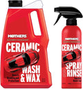 Mothers California Gold Ceramic Car Wash & Protection Bundle | pH Neutral, Super-Sudsy Car Shampoo, Water-Activated Touchless SiO2 Spray Coating, Water Beading with High Gloss Shine (2 Piece Bundle)