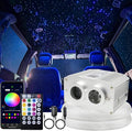 AZIMOM Two Port 16W Twinkle 900pcs Fiber Optic Starlight Headliner Kits 0.03in 9.8ft Fiber Strands Sound Activated Remote APP Control Dual Port Starlight Box Car Home Ceiling Decor
