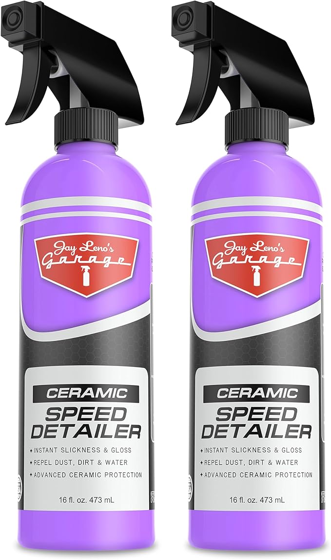 Jay Leno’s Garage Ceramic Speed Detailer Spray Quick Car Detailer for Cars Trucks Motorcycles and Watercraft Enhances Gloss Slickness Hydrophobic Protection Boosts Ceramic Coatings (16 OZ (Pack of 2))