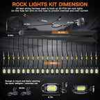 Rock Lights,LEDMIRCY R6 LED Pure White Rock Lights 20PCS with Rocker Switch Wire Harness Kit Super Brigh Luces para Carro for Trucks Off Road ATV SUV High Power Light Waterproof Shockproof