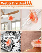 68" Car Wash Brush with Long Handle, 2 in 1 Car Wash Brush Kit, Chenille Microfiber Car Wash Mop with Replacement Head, Car Washing Kit for Cars RV Truck Exterior