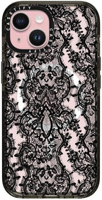 CASETiFY Impact Case for iPhone 15 [8.2ft 4X Military Grade Drop Protection/Compatible with Magsafe] - Lace Pattern - Clear Black
