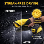9-Piece Car Cleaning Kit - Waterproof Glove, Dual-Hardness Brushes, Flat Rim Brush & Absorbent Towel | Scratch-Free for All Vehicles, Gift for Car Enthusiasts