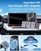 PZK Car Phone Holder for Ford Maverick 2022 2023 2024 Accessories with Strong Magnetic 15W Fast Wireless Charger Magsafe Car Phone Mount with Cubby Stroage Box Trunk Dash Mount 360° Rotation
