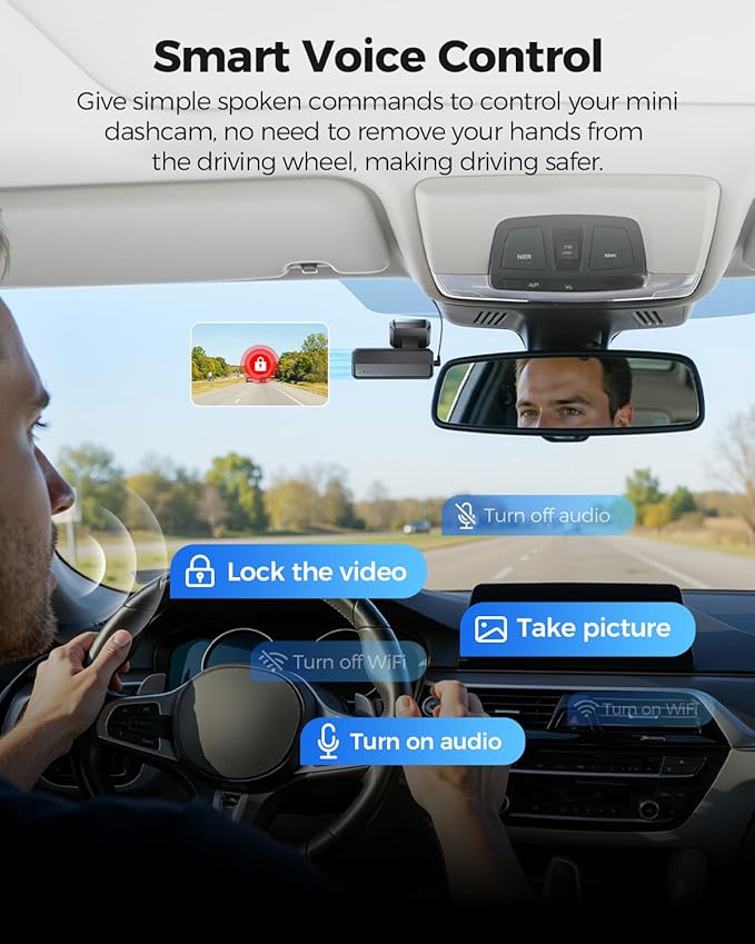 AZDOME 4K Dash Cam Front, Voice Control Dash Camera for Cars, WiFi 6 Mini Dashcam with APP Live Chat Support, Car Camera, Loop Recording, G-Sensor, 24H Parking Mode, Support 256GB Max Easy to Install