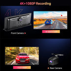 K2 PRO 11.3'' Wireless CarPlay Screen 4K Dash Cam Portable Android Auto Car Stereo Video Recording, Car Audio Receivers 1080P Backup Camera, Bt/GPS Navigation/AirPlay/Siri